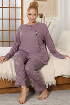 Çiçek Desenli Büyük Beden Pijama Takımı