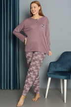 Çiçek Desenli Fitilli Pijama Takımı