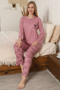 Çiçek Desenli Fitilli Uzun Kol Pijama Takımı