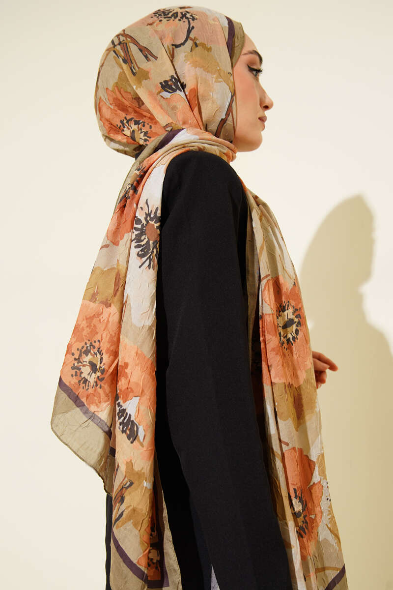 Çiçek Desenli Soft Bambu Kraş Şal