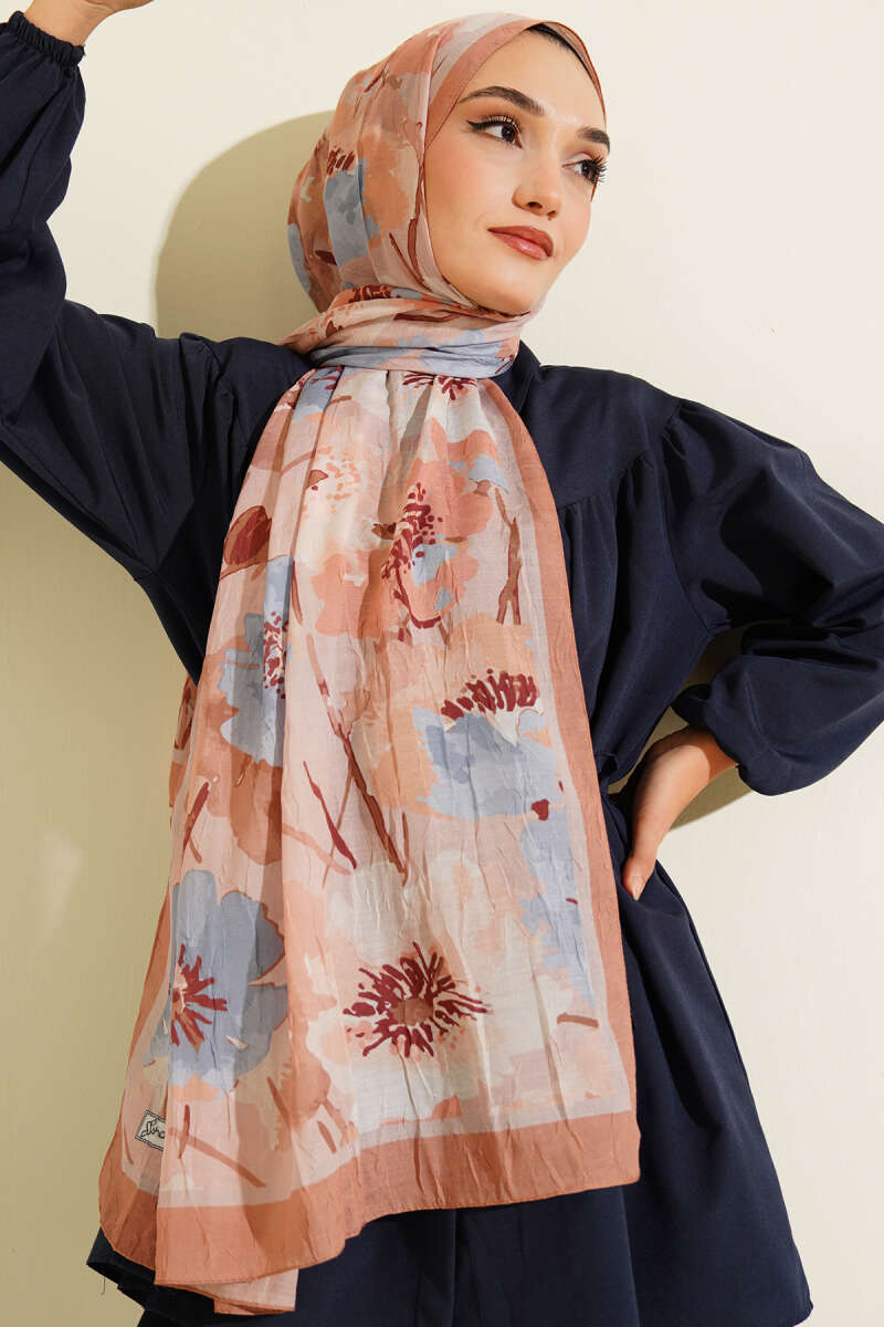 Çiçek Desenli Soft Bambu Kraş Şal