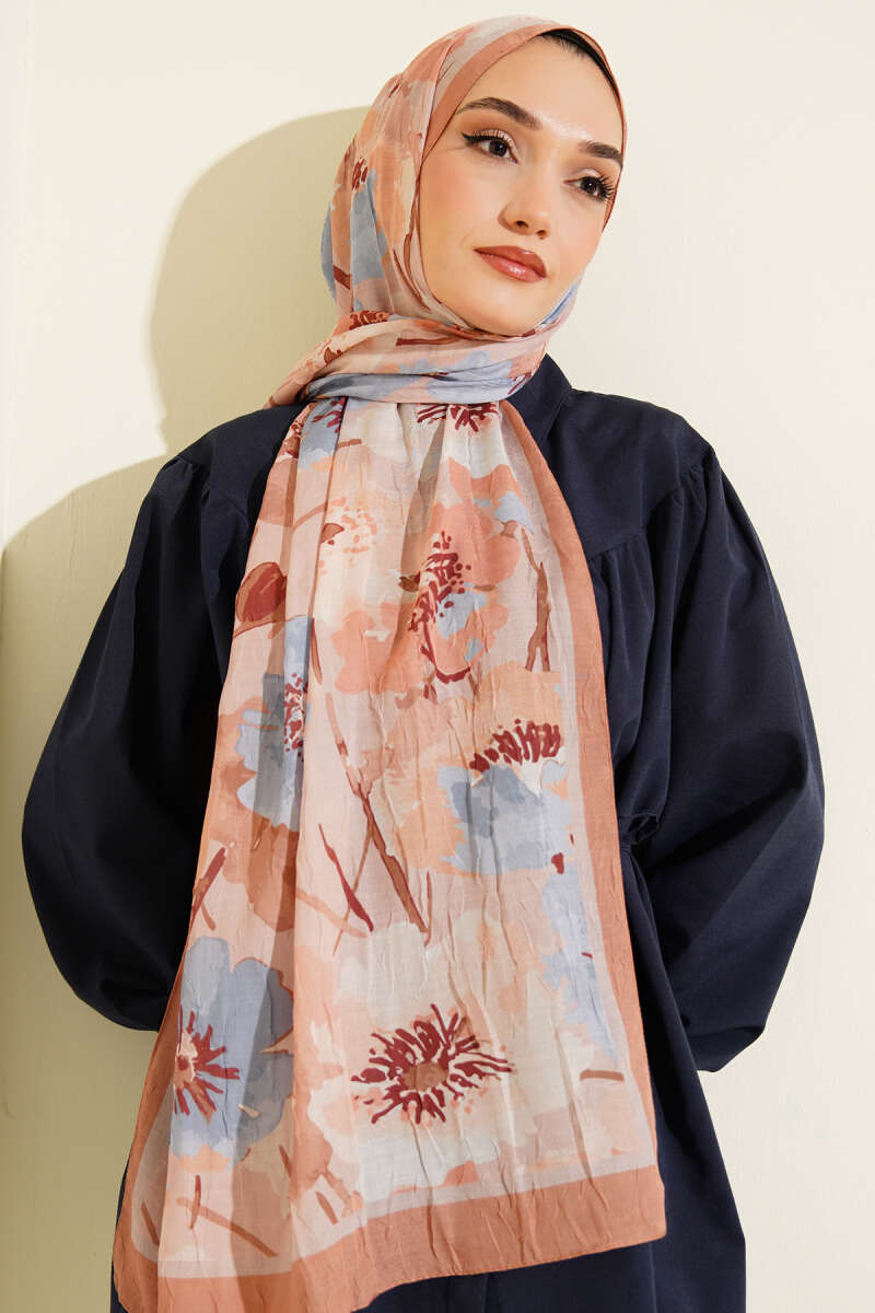 Çiçek Desenli Soft Bambu Kraş Şal