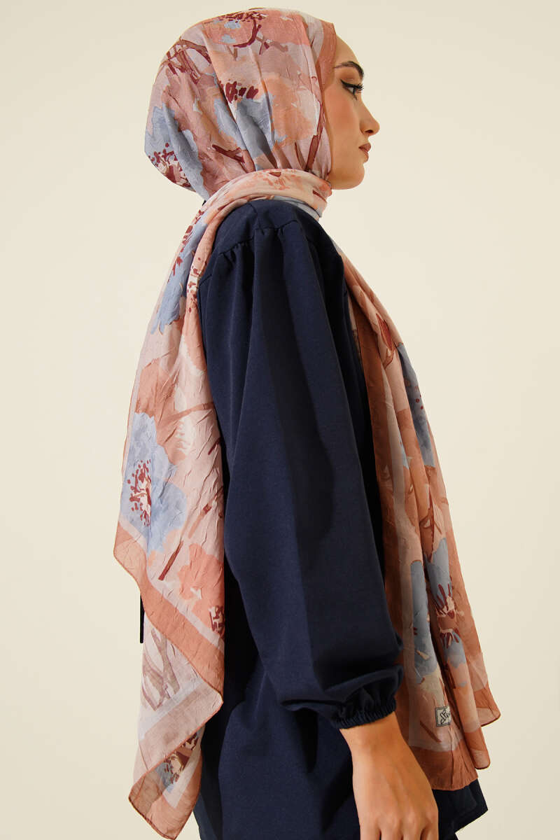 Çiçek Desenli Soft Bambu Kraş Şal