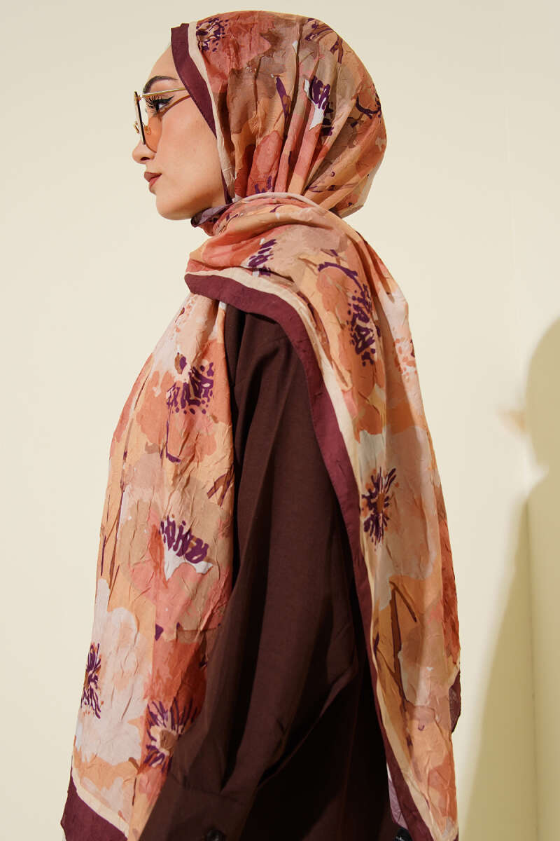 Çiçek Desenli Soft Bambu Kraş Şal
