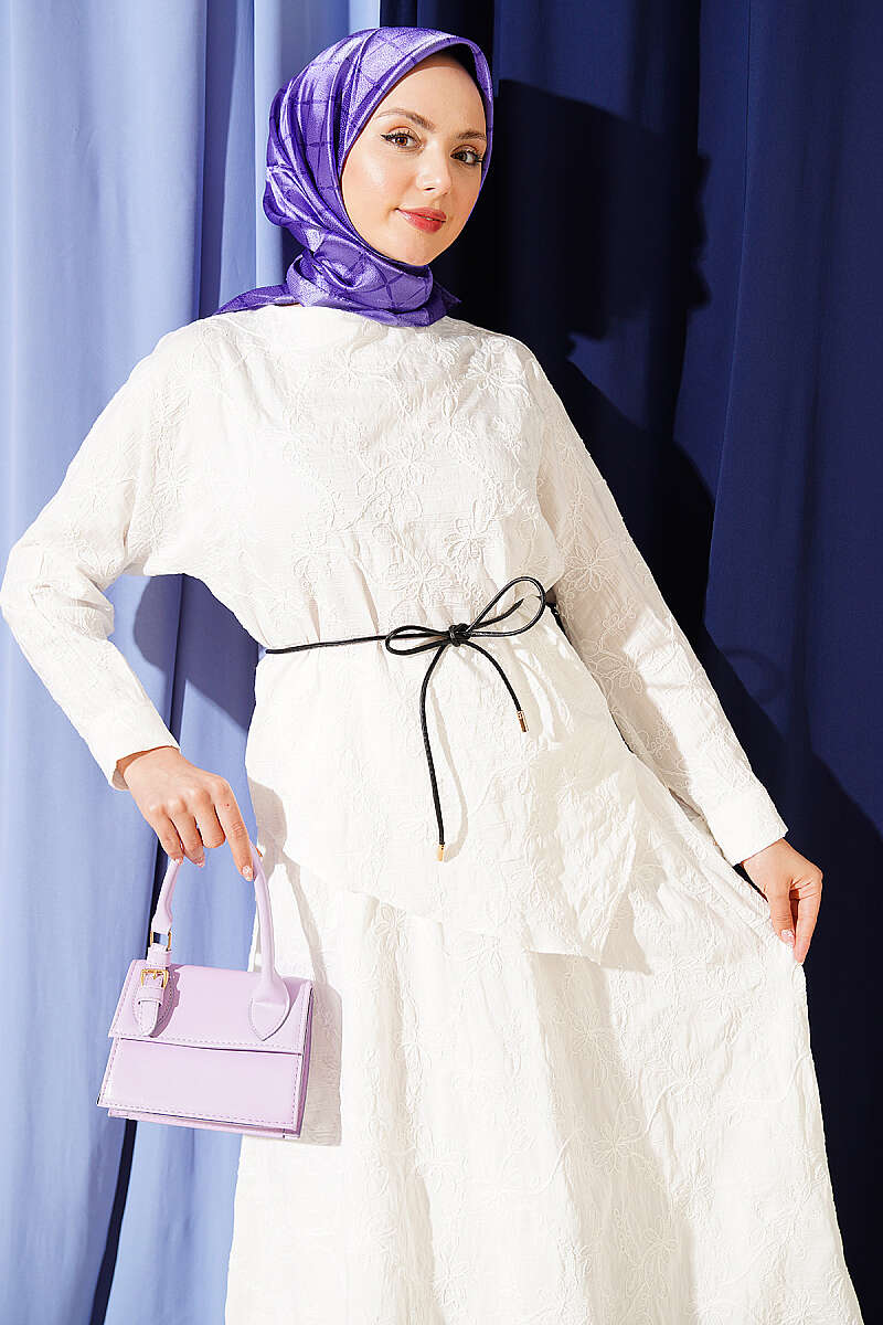 Çiçek Dikişli Etekli İkili Takım