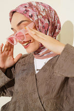 Çiçekli Bambu Kraş Eşarp
