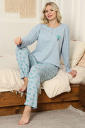 Çiçekli Fitilli Pijama Takımı