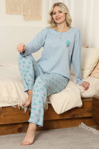Çiçekli Fitilli Pijama Takımı