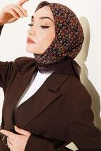 Çiçekli Flamu Cotton Eşarp Acı Kahve