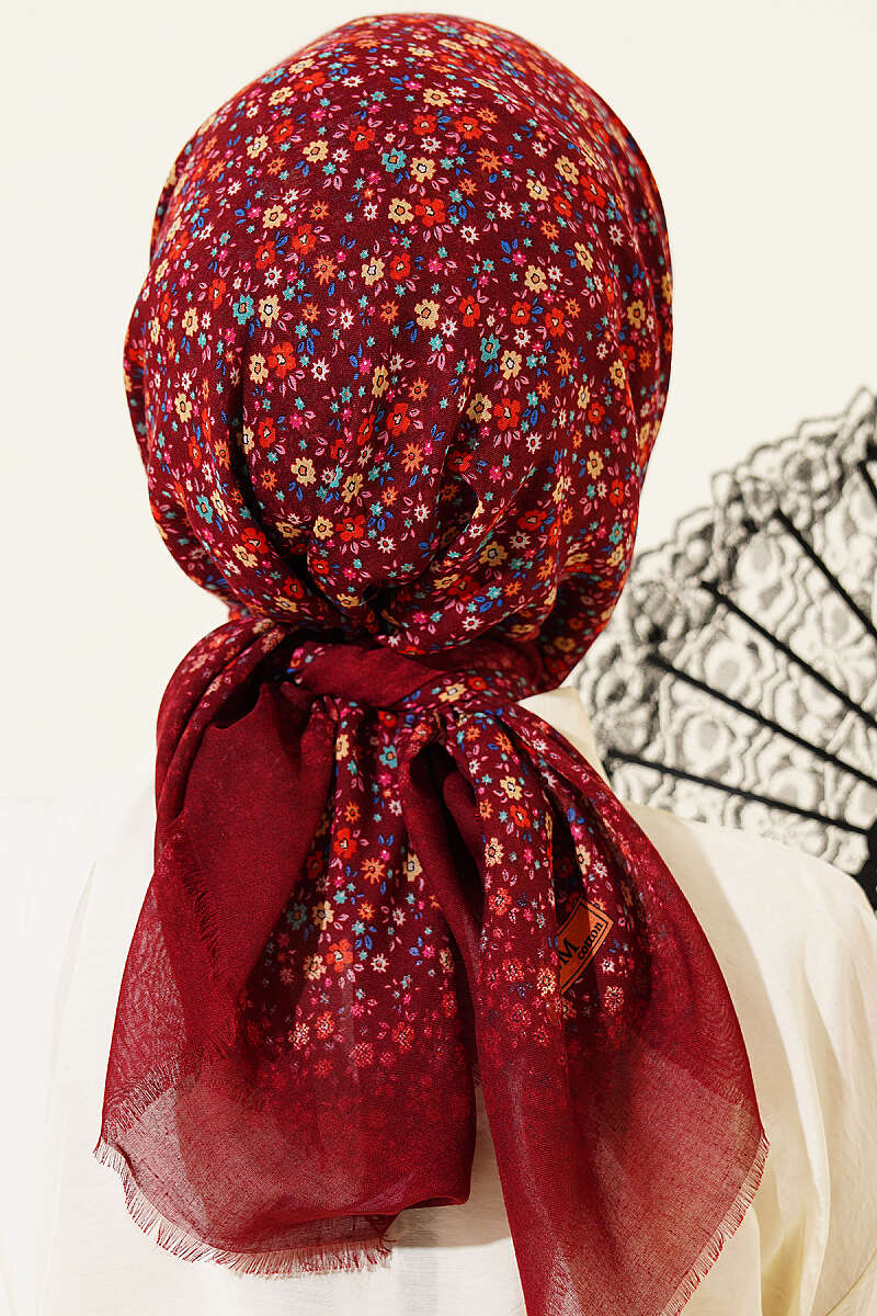 Çiçekli Flamu Cotton Eşarp
