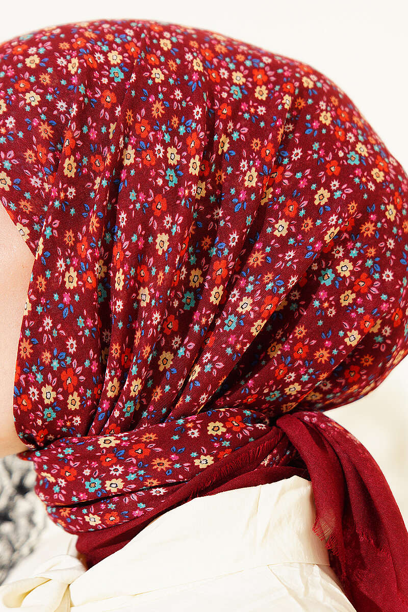 Çiçekli Flamu Cotton Eşarp