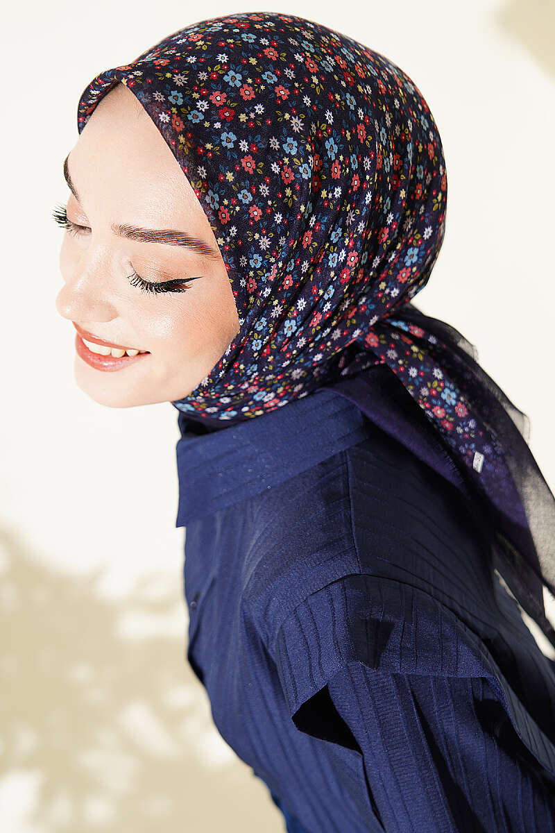 Çiçekli Flamu Cotton Eşarp