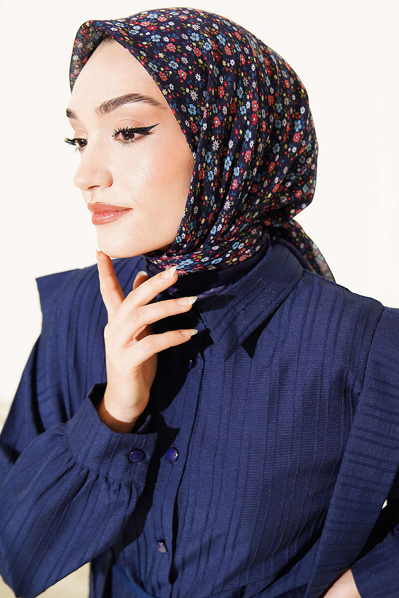 Çiçekli Flamu Cotton Eşarp