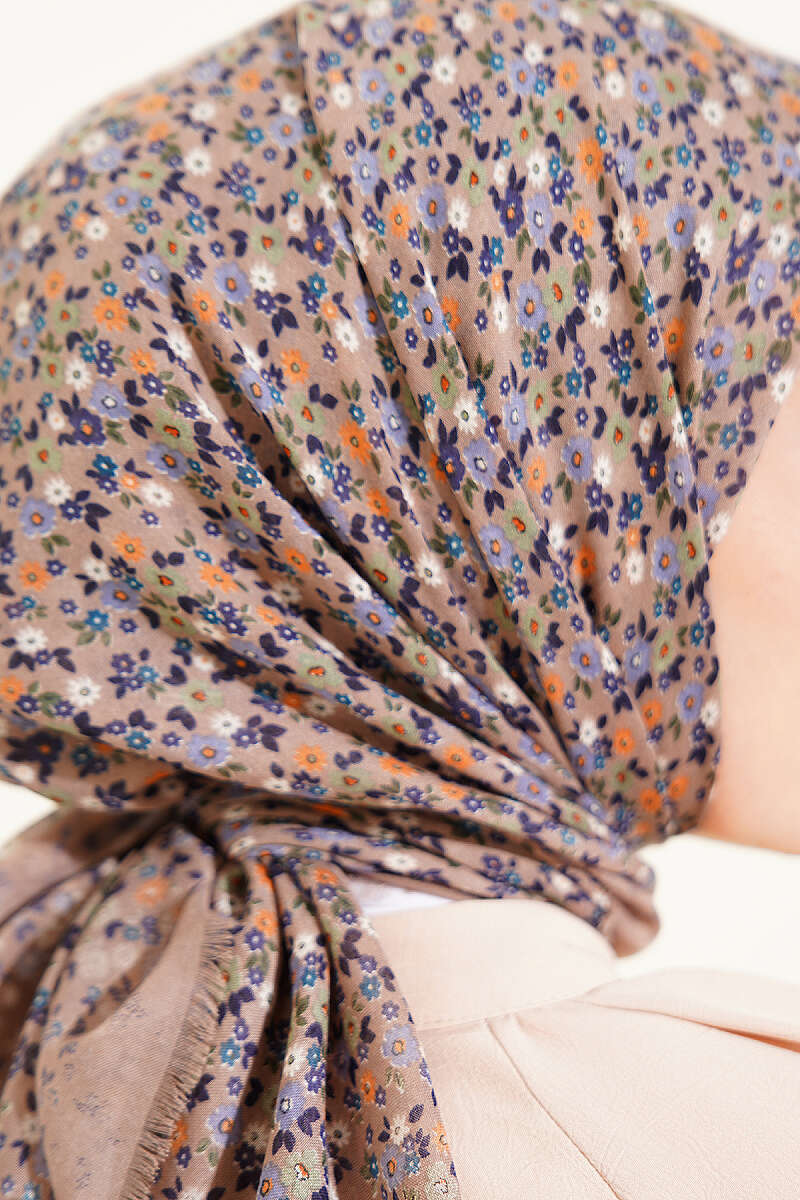 Çiçekli Flamu Cotton Eşarp