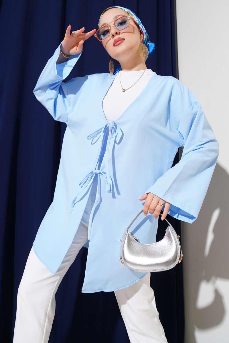 Çift Bağcıklı Poplin Kimono