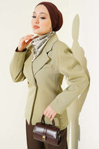 Çift Düğmeli Basic Blazer Ceket Çağla Yeşili