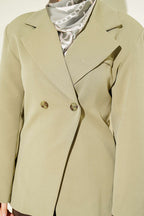 Çift Düğmeli Basic Blazer Ceket Çağla Yeşili