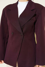 Çift Düğmeli Basic Blazer Ceket Mürdüm