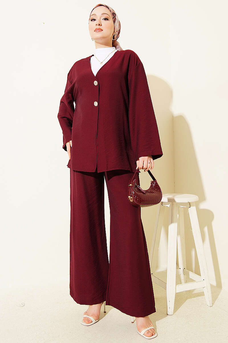 Çift Düğmeli Kimono İkili Takım