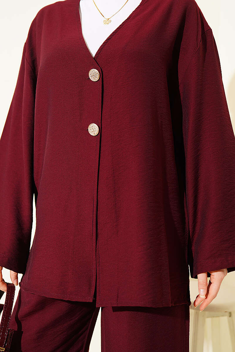 Çift Düğmeli Kimono İkili Takım