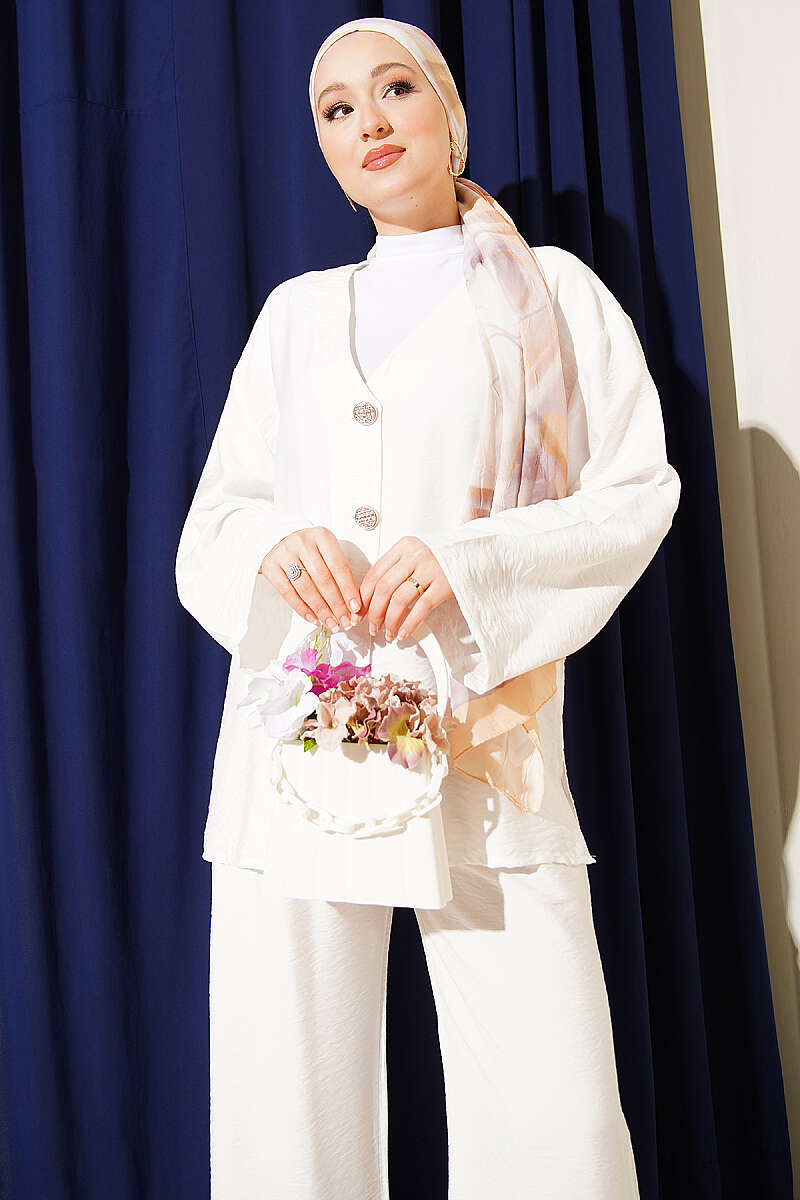 Çift Düğmeli Kimono İkili Takım