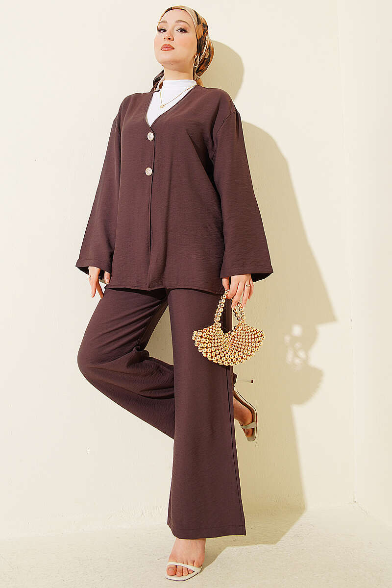 Çift Düğmeli Kimono İkili Takım