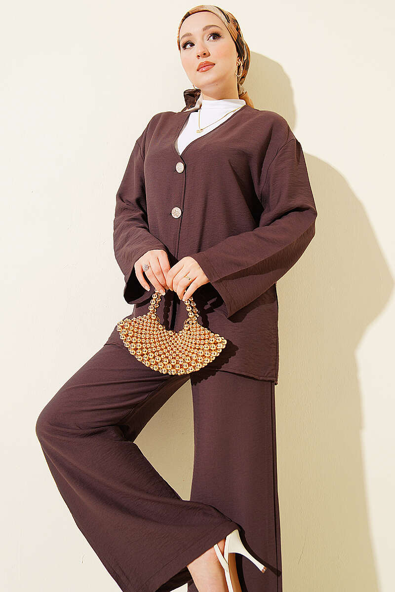 Çift Düğmeli Kimono İkili Takım