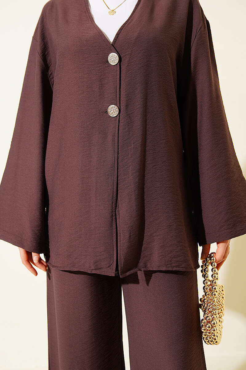 Çift Düğmeli Kimono İkili Takım