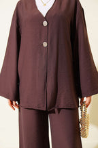 Çift Düğmeli Kimono İkili Takım