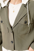 Blazer Crop Jacket with Detachable Hood