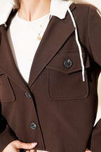 Blazer Crop Jacket with Detachable Hood