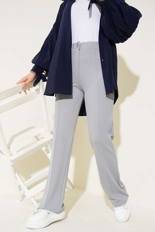 Çımalı Palazzo Pantolon Gri