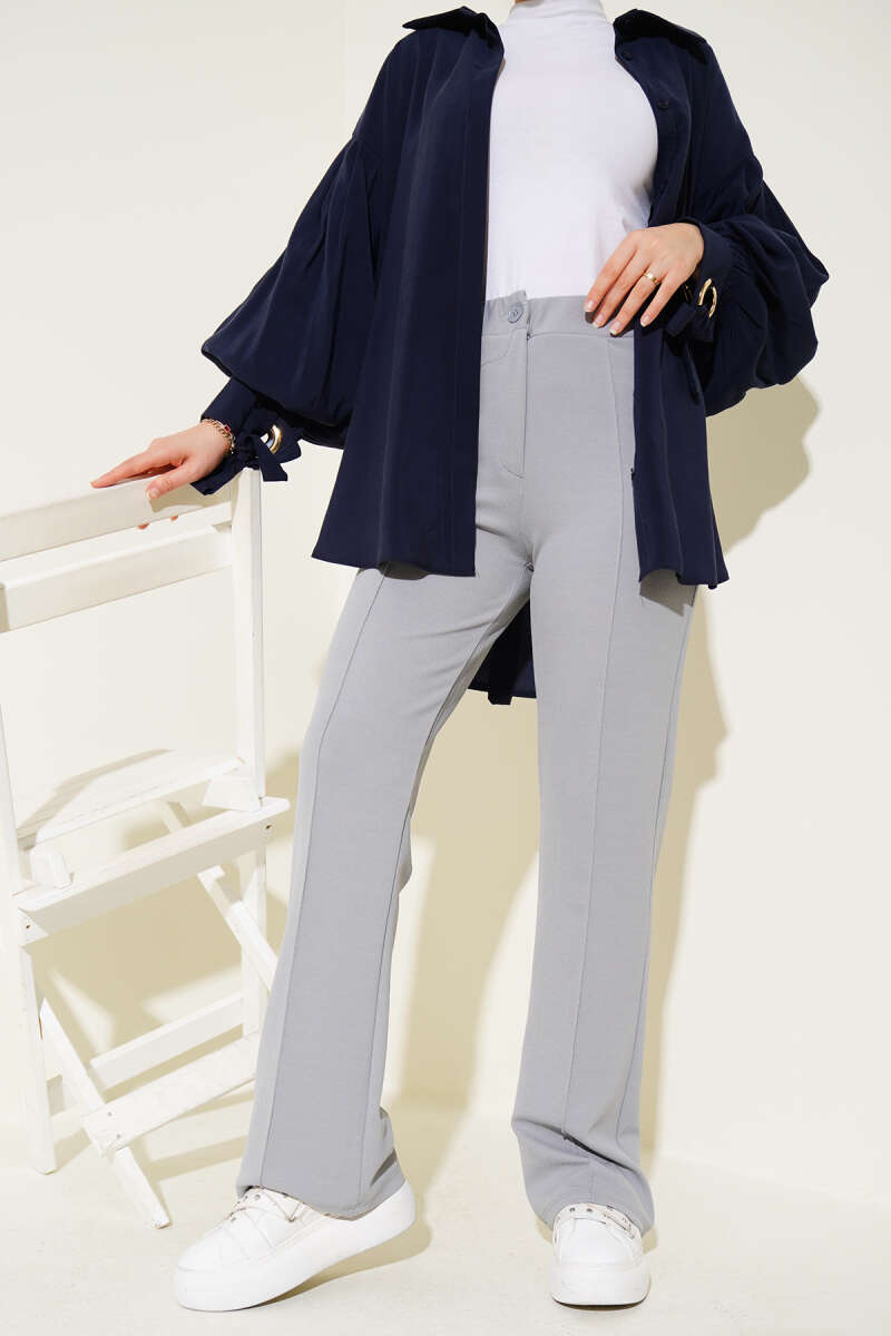 Çımalı Palazzo Pantolon Gri