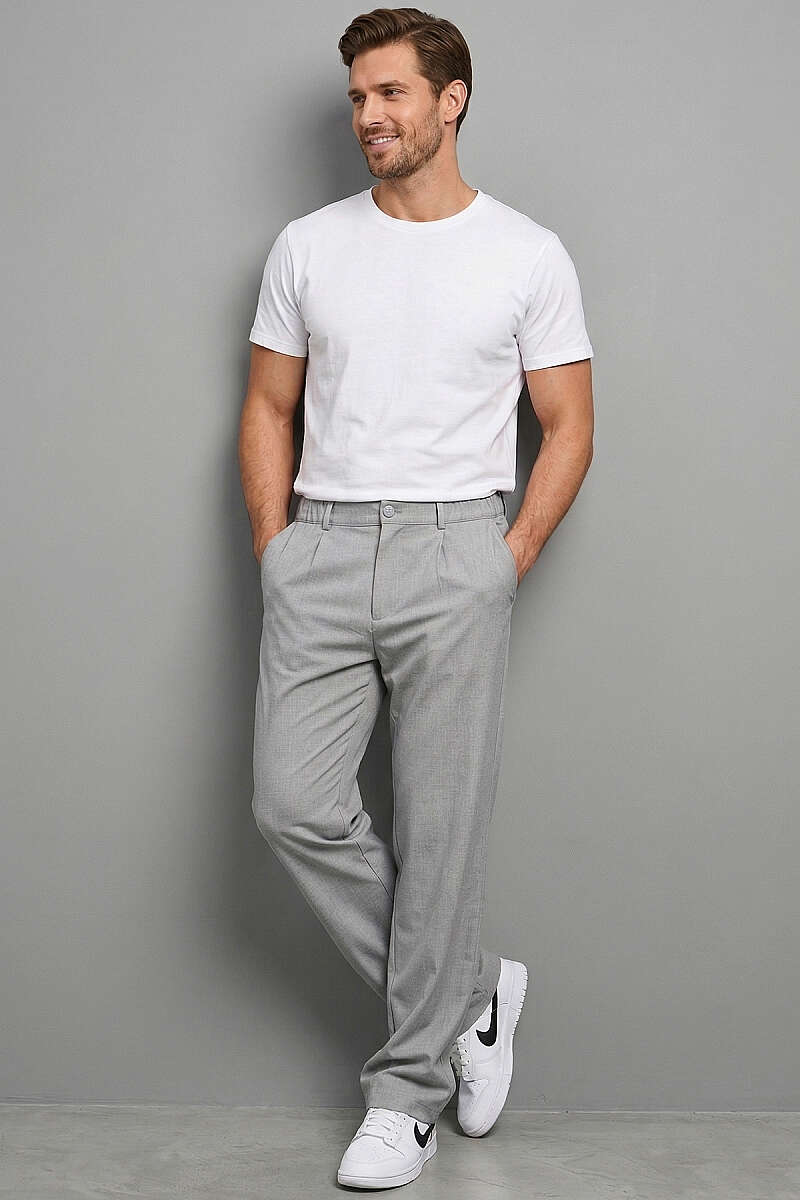 Çıtçıtlı Baggy Erkek Pantolon Gri