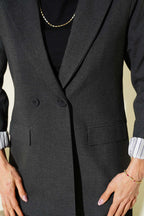 Çizgi Astarlı Düğmeli Blazer Ceket