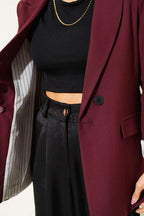 Çizgi Astarlı Düğmeli Blazer Ceket
