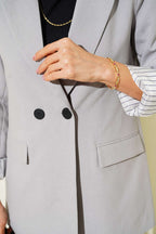 Çizgi Astarlı Düğmeli Blazer Ceket
