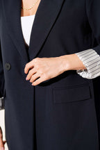 Çizgi Astarlı Düğmeli Blazer Ceket