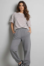 Çizgi Detaylı Oversize T-shirt