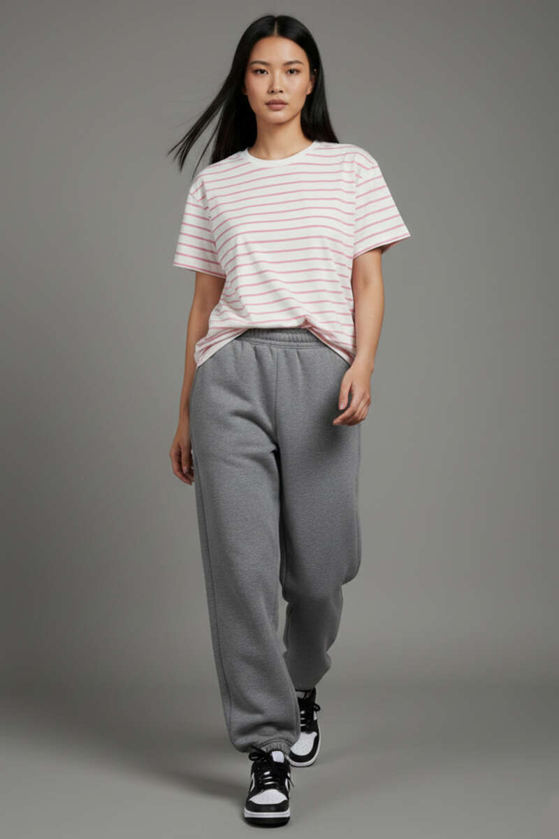 Çizgi Detaylı Oversize T-shirt