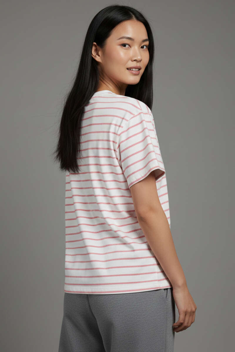Çizgi Detaylı Oversize T-shirt