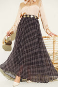Striped Chiffon Skirt with Elastic Waist
