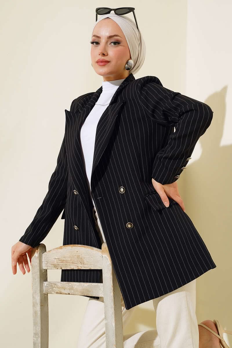 Çizgili Blazer Ceket