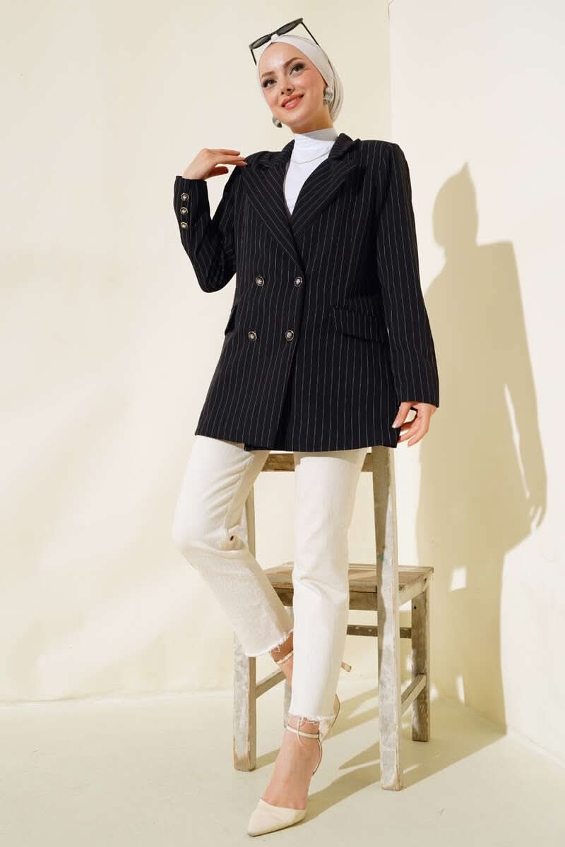 Çizgili Blazer Ceket