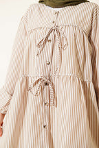Çizgili Önü Çift Bağlamalı Gömlek Nefti