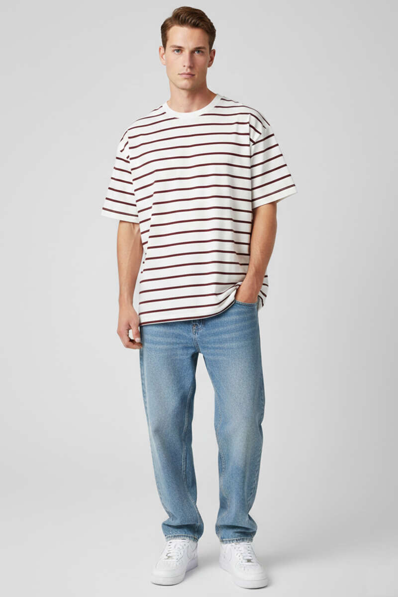 Çizgili Oversize Erkek T-shirt