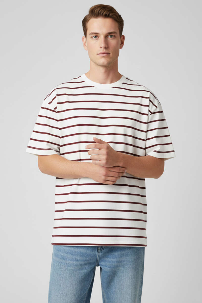 Çizgili Oversize Erkek T-shirt