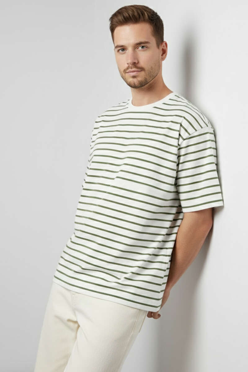 Çizgili Oversize Erkek T-shirt