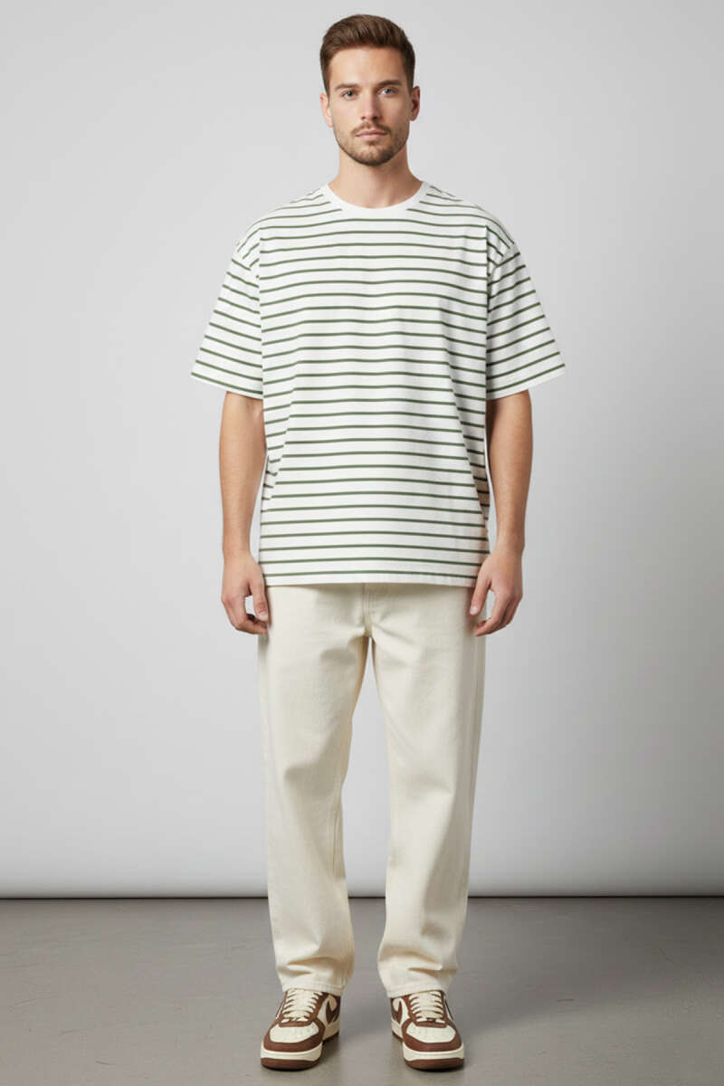 Çizgili Oversize Erkek T-shirt