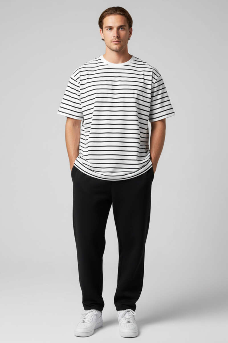 Çizgili Oversize Erkek T-shirt